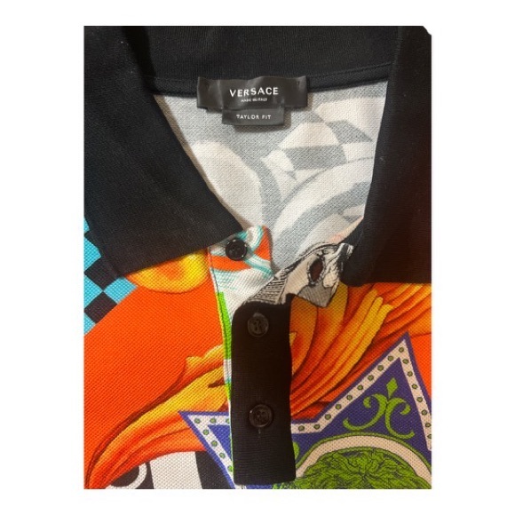 Versace large multi color polo shirt